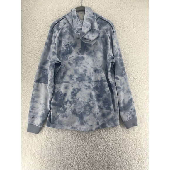 Lululemon Textured Tech Hoodie Large Mens Blue Tie Dye Pullover Sweatshirt - Picture 5 of 7